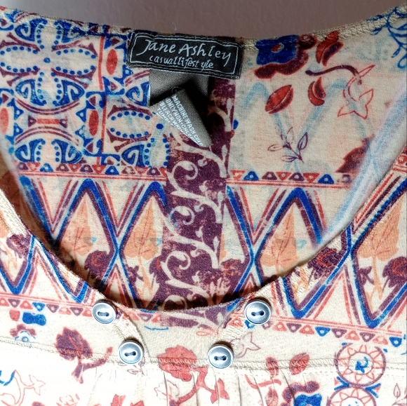 Jane ashley casual lifestyle collection women's top size M pleated fall patterns - Picture 2 of 5